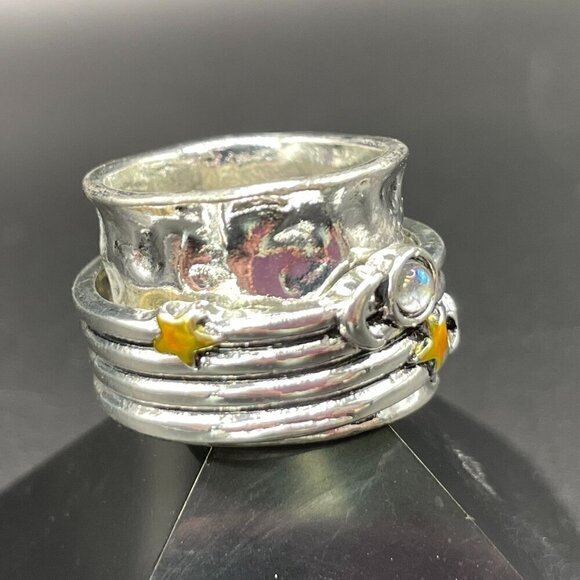 Sun, Star and Moon Boho Spinner Fidget Ring #1359 - Picture 5 of 11